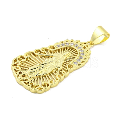 Rack Plating Brass Micro Pave Clear Cubic Zirconia Pendants KK-B091-21G-01-1