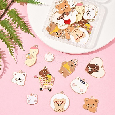28Pcs 11 Styles Alloy Enamel Pendants ENAM-FS0003-17-1