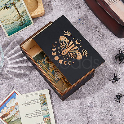 Pentagram Engraved Wooden Tarot Storage Boxes CON-WH0089-144B-1