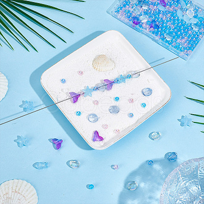 Transparent Spray Painted Glass & Acrylic Beads Findings Kits FIND-HY0004-64A-1