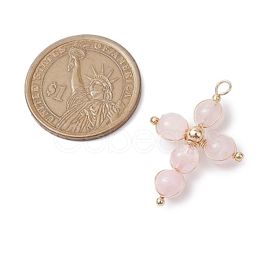 Natural Rose Quartz Pendants PALLOY-JF02885-03-1