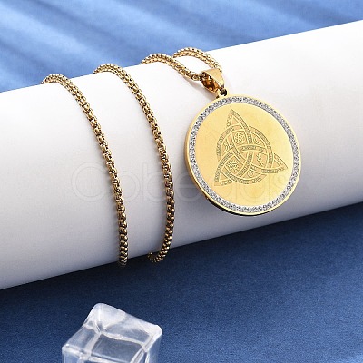 201 Stainless Steel Rhinestone Pendant Necklaces for Women NJEW-U021-06P-1