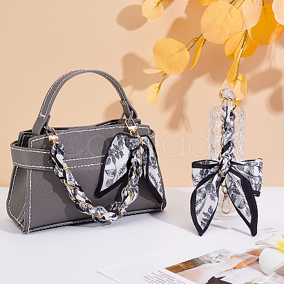 2Pcs 2 Styles Bowknot Ribbon Alloy Handbag Chain Straps FIND-GO0003-74-1