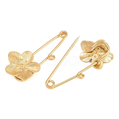 Peach Blossom 304 Stainless Steel Safety Pins Brooch Findings SA-CBA098D-14B-G01-1