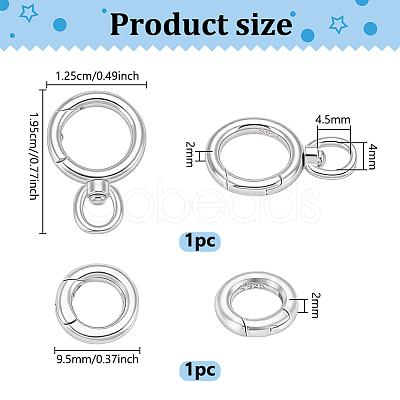 2Pcs 2 Styles 925 Sterling Silver Spring Gate Clasps STER-PH0004-94-1