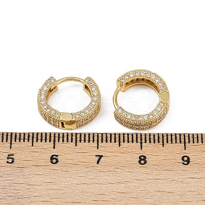 Brass Micro Pave Clear Cubic Zirconia Hoop Earrings EJEW-S277-09G-A-1
