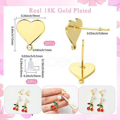 20Pcs Brass Stud Earring Findings KK-SC0006-80-1