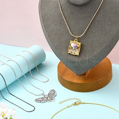 10Pcs 5 Colors 1.2MM Brass Round Snake Chain Necklace Making MAK-YW0001-26-1