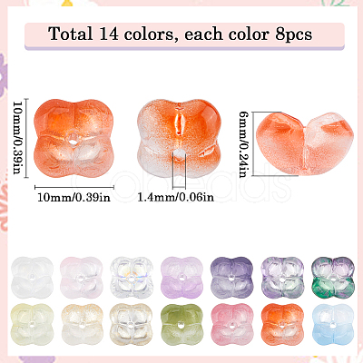 112Pcs 14 Colors Transparent Handmade Lampwork Beads LAMP-SC0001-32-1