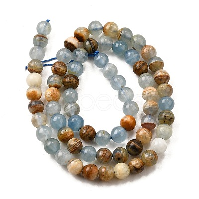 Natural Blue Calcite Beads Strands G-H312-C02-6mm-1