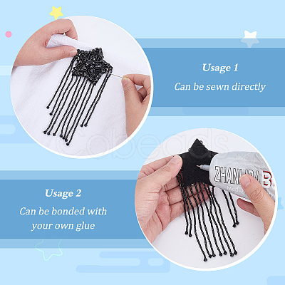 4Pcs Star with Tassels Cloth Sew on Patches DIY-FG0010-19-1