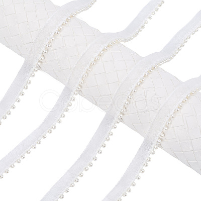 10Yards Polyester & Plastic Pearl Ribbon OCOR-CY0001-78A-1