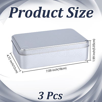 Rectangle Tinplate Metal Storage Boxes with Lid CON-WH0112-040-1
