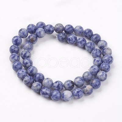 Natural Blue Spot Jasper Bead Strands G-R193-15-6mm-1