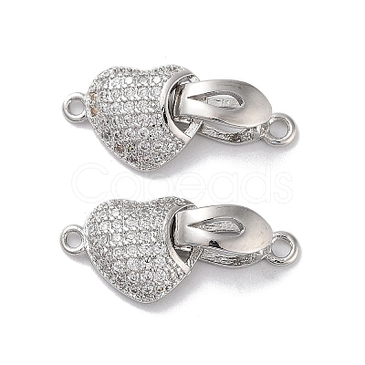 Brass Micro Pave Cubic Zirconia Fold Over Clasps KK-E107-02P-1