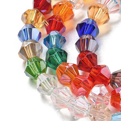 Transparent Electroplate Glass Beads Strands GLAA-F029-4mm-C29-1