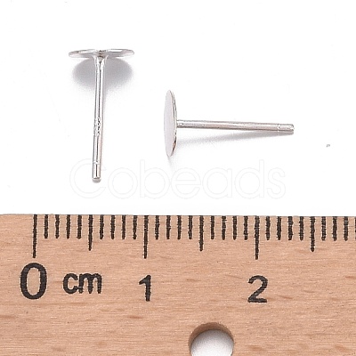 925 Sterling Silver Flat Pad Stud Earring Findings STER-K167-045E-S-1