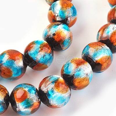 Handmade Silver Foil Glass Lampwork Beads LAMP-P051-G03-10mm-1