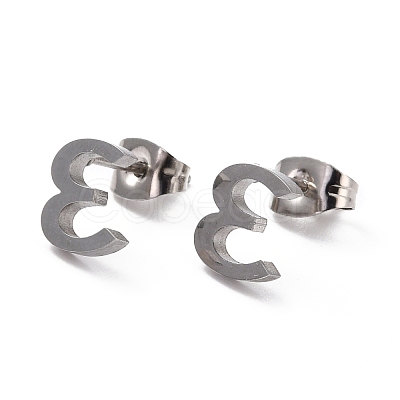 Tarnish Resistant 304 Stainless Steel Greek Alphabet Stud Earrings STAS-D007-07P-12-1