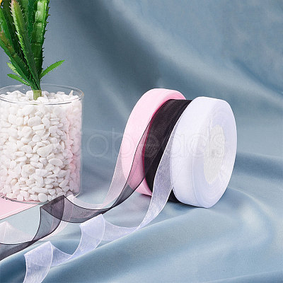 Breast Cancer Pink Awareness Ribbon Making Materials Sheer Organza Ribbon RS20mmY043-1