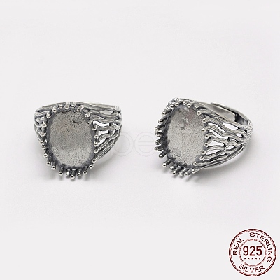 Adjustable Thailand 925 Sterling Silver Solitaire Ring Settings STER-P033-30AS-1