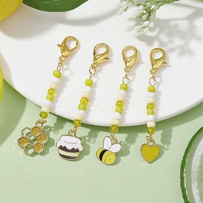 4Pcs 4 Styles Alloy Enamel Pendant Decorations HJEW-JM01696-1