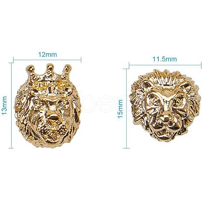 Lion Head Alloy Beads PALLOY-PH0012-04-1