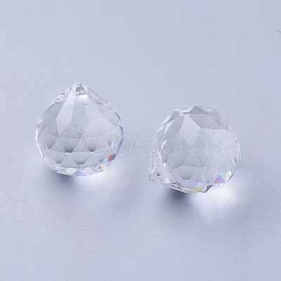 Clear Faceted Ball-Shaped Glass Pendants X-GR20X23MMY-1-1