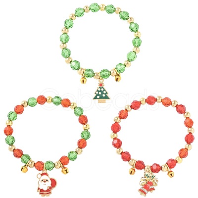 Christmas CCB Plastic & Glass Bead Bracelets BJEW-FS00029-1