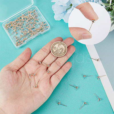 100Pcs Iron Ball Stud Earring Post STAS-BBC0001-79-1