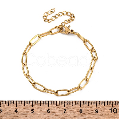 Ion Plating(IP) 304 Stainless Steel Paperclip Chain Bracelets for Women X-BJEW-C046-02G-1