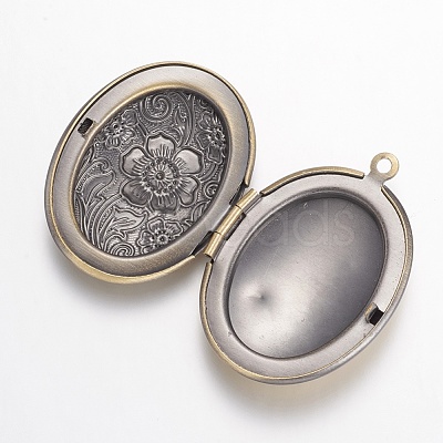 Brass Locket Pendants KK-N0116-048AB-1