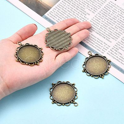 Vintage Tibetan Style Alloy Pendant Cabochon Settings LS-TIBEP-M018-92AB-NF-1