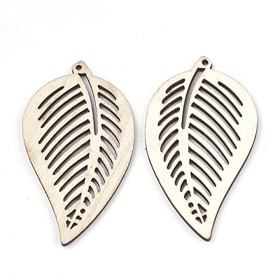 Undyed Wood Big Pendants X-WOOD-T008-34-1