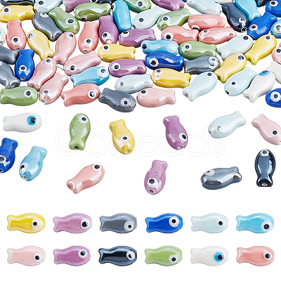 88Pcs 11 Colors Handmade Porcelain Ceramic Beads PORC-ME0001-01-1