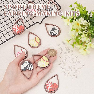 Olycraft DIY Sport Ball Theme Earring Making Kit DIY-OC0011-33-1