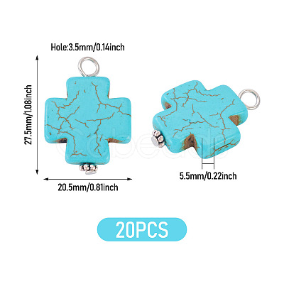 20Pcs Dyed Synthetic Turquoise Pendants PALLOY-TADJ00005-1