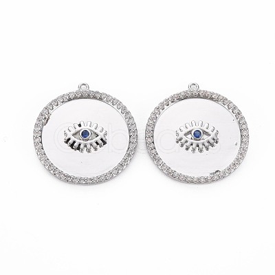 Brass Micro Pave Blue Cubic Zirconia Pendants KK-S356-753-1