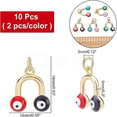 10Pcs 5 Colors Brass Enamel Pendants KK-NB0001-49G-1