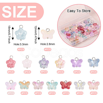 60Pcs 15 Styles Transparent Glass Pendants FIND-TA0004-51-1
