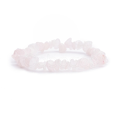 Natural Rose Quartz Chips Beaded Jewelry Set SJEW-JS01232-06-1