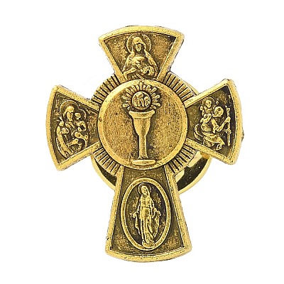 Cross Alloy Black Enamel Pins Brooches LS-JEWB-M049-01AG-02-1