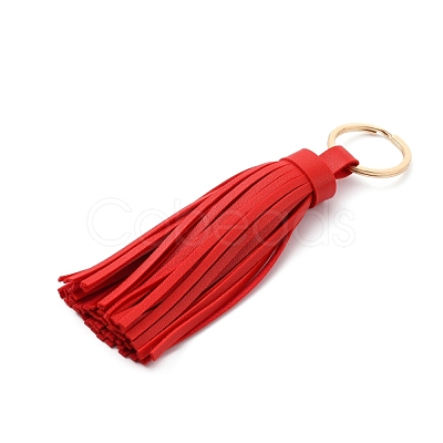PU leather Tassel Pendants Keychains KEYC-WH0021-36A-1