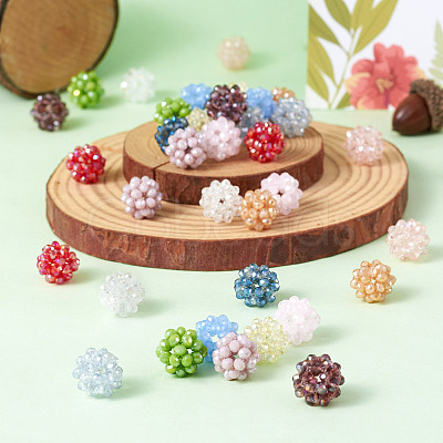 36Pcs 12 Colors Handmade Glass Woven Beads WOVE-TA0001-08-1