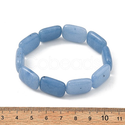 Dyed Natural Aquamarine Rectangle Beaded Stretch Bracelets for Women BJEW-JB14447-1