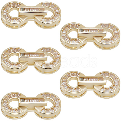 6 Sets Brass Pave Clear Cubic Zirconia Fold Over Clasps KK-BBC0021-36-1