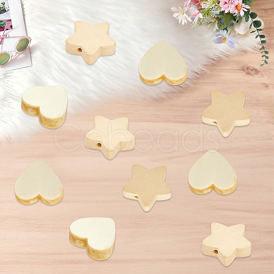 120Pcs 2 Styles Natural Maple Wood Beads WOOD-SC0002-28-1