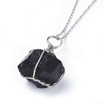 Natural Tourmaline Pendant Necklaces NJEW-JN02424-1