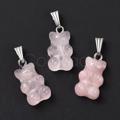 Natural Rose Quartz Pendants X-G-G854-01P-06-1