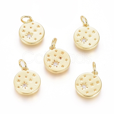Brass Micro Pave Cubic Zirconia Pendants ZIRC-G166-16G-1